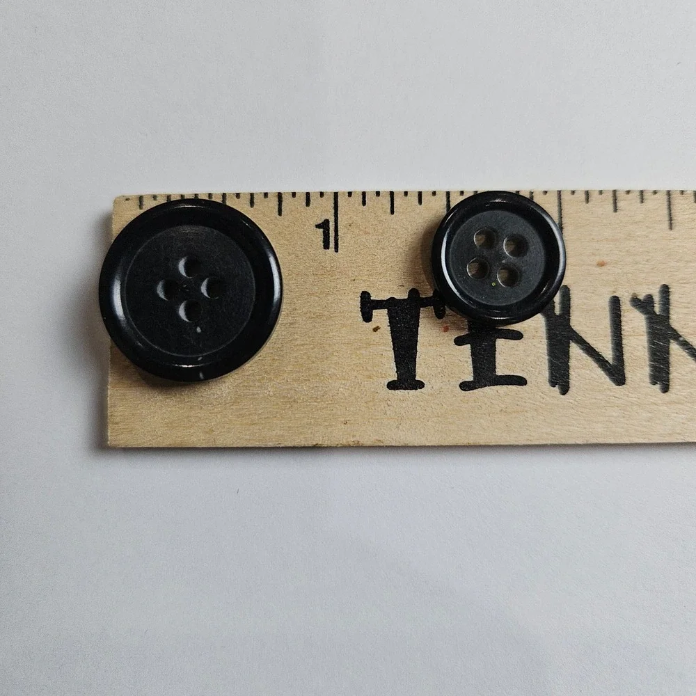Joseph & Feiss Suit Black Replacement Buttons Set of 15 Plastic 4-Hole With Tags